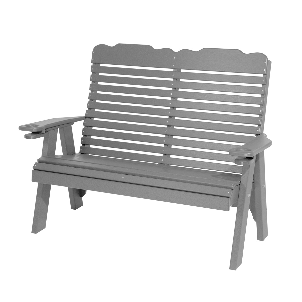 4' Highback Bench in Weatherwood with Milwaukee Brown trim