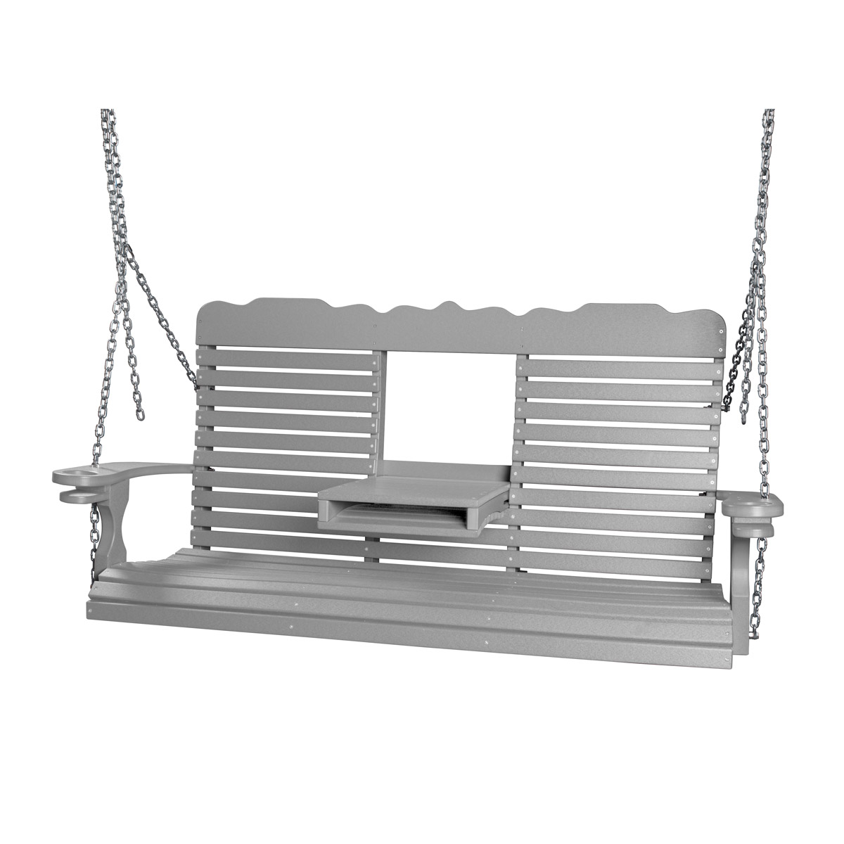 5' Highback Swing With Console in Weatherwood with Milwaukee Brown trim