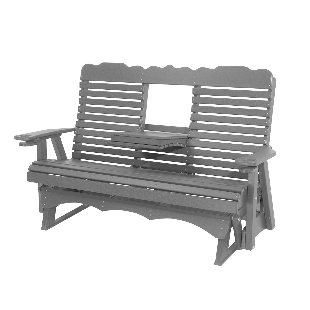 5' Highback Glider With Console in Weatherwood with Milwaukee Brown trim