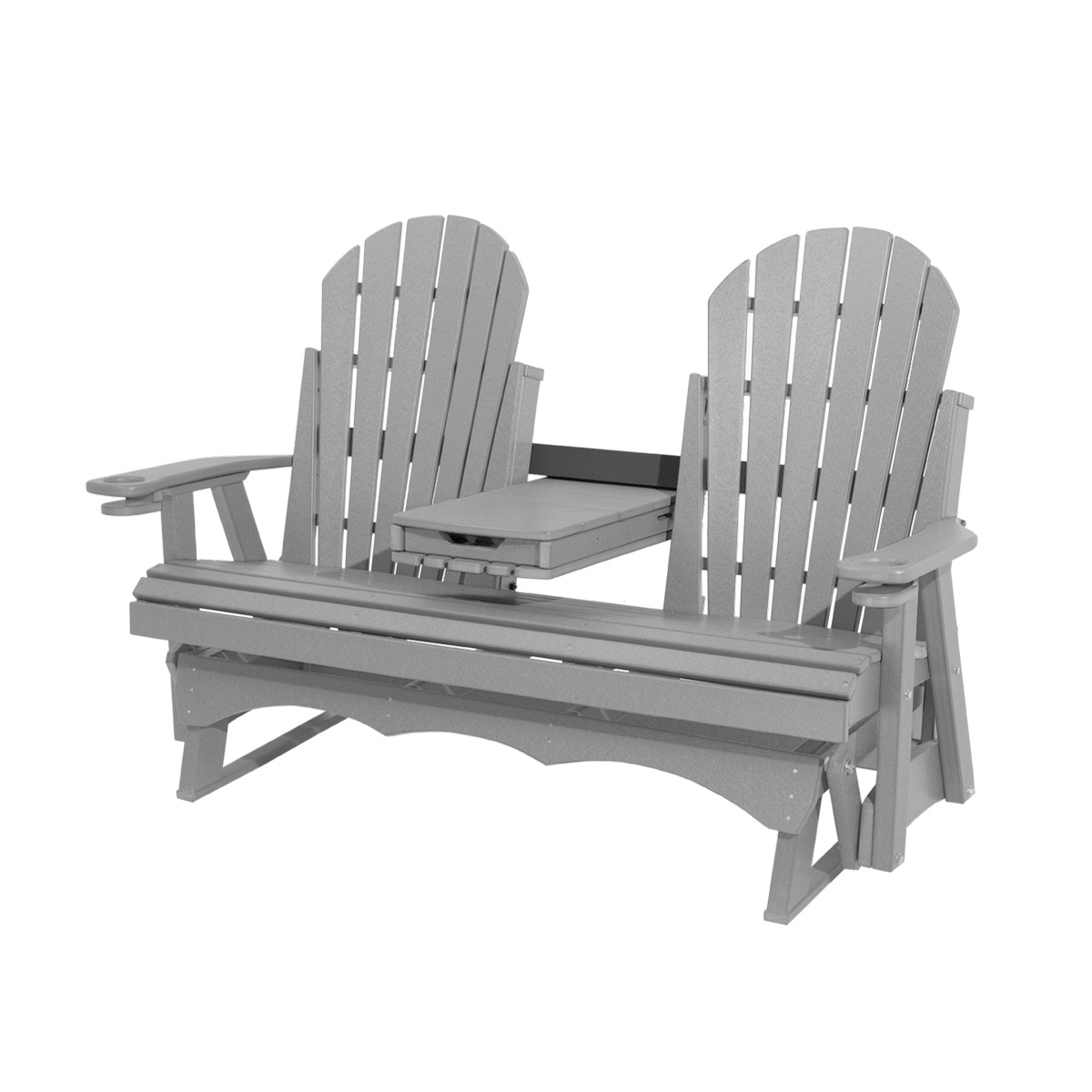 5' Adirondack Glider With Console in Weatherwood with Milwaukee Brown trim