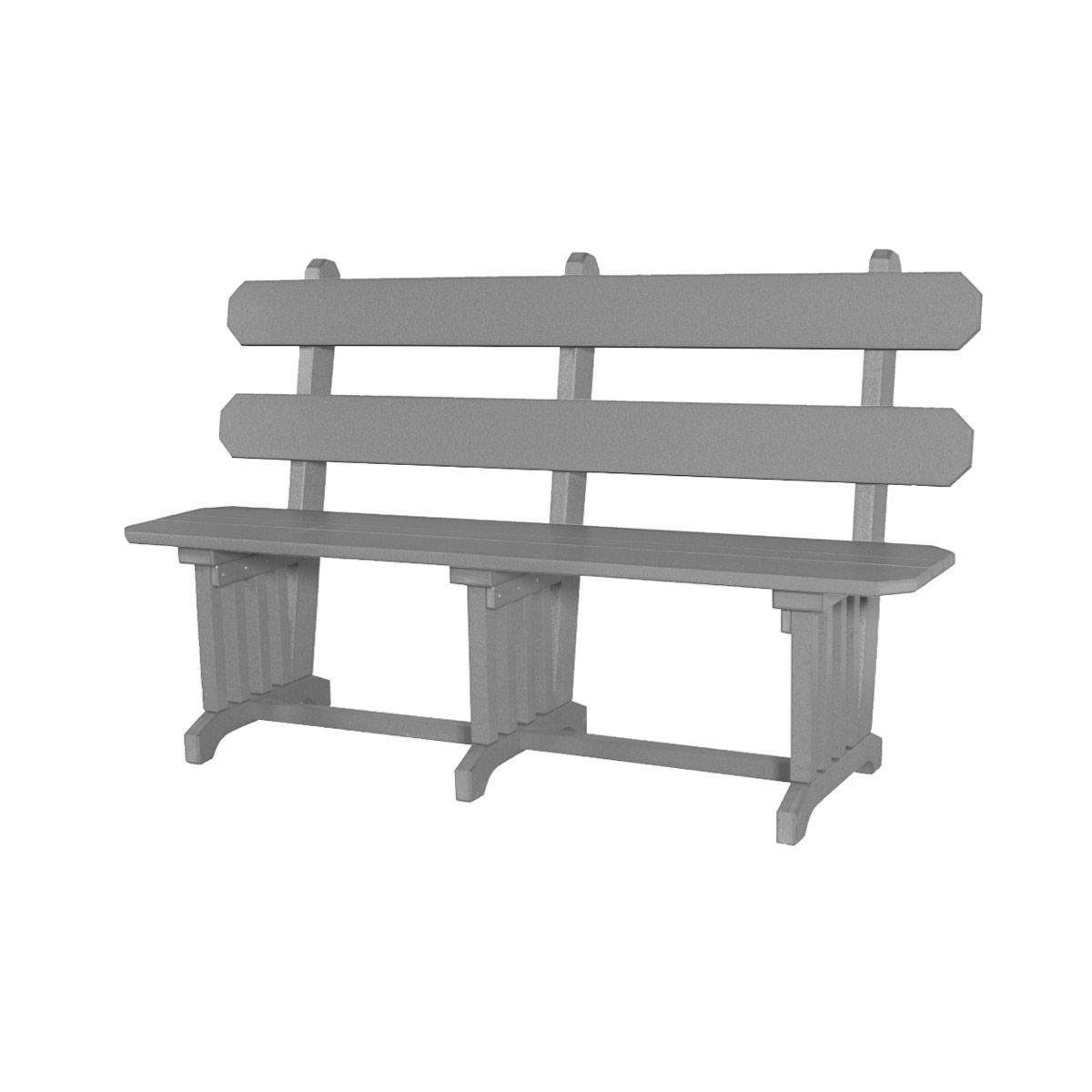 Mission Bench (28" with Backs) - Dining Height in Light Gray with Black trim