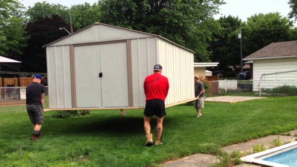 friends moving a shed