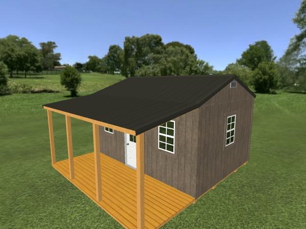 Side Porch Cabin: 12' x 16'