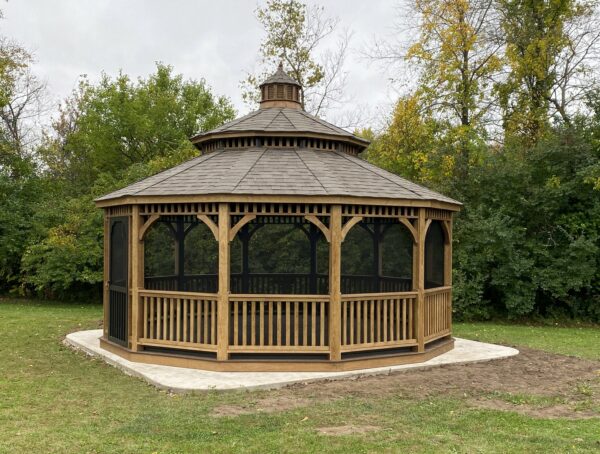 20 Octagon Dutch Wood Gazebo Mushroom Stain Pagoda Roof Cupola Weatherwood Shingles Screens