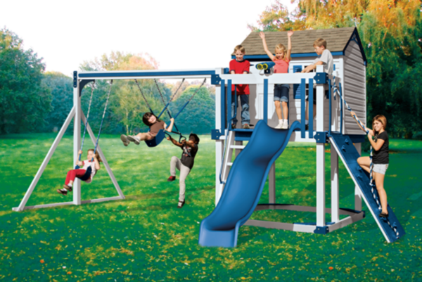 C 4 Hideout White Blue Swing Set Play Countryside Barns