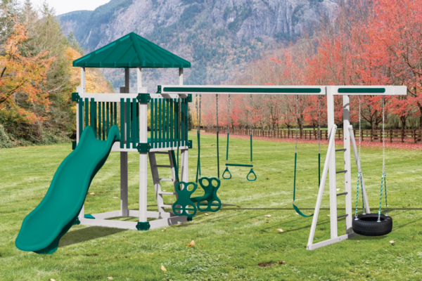 KC 5 Deluxe White Green Swing Set Play Countryside Barns
