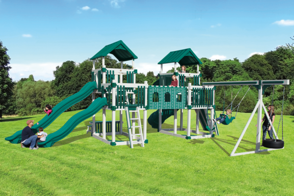 RL 1 Adventure White Green Swing Set Play Countryside