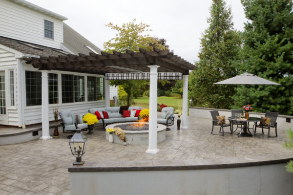 14x16 Artisan Cedar Pergola for sale - Cinder Stain - 10in Round Columns - Grey Black & White EZ Shade Canopy