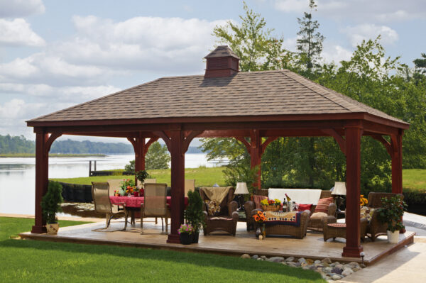 14x24 Traditional Wood Pavilion Mahogany Stain Cupola Asphalt Shingles 2 1