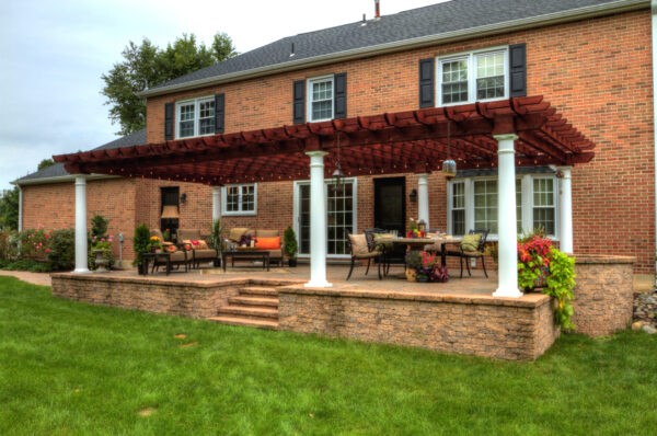 16' x 32' Artisan Hemlock Mahogany stain Pergola for sale
