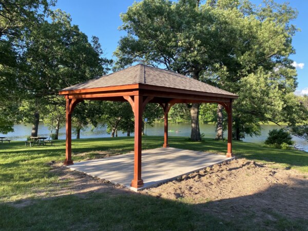 Traditional Pavilion for sale - Stained Canyon Brown & Driftwood Shingles