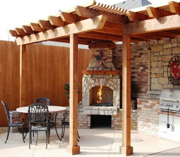 pergola ideas - outdoor fireplace