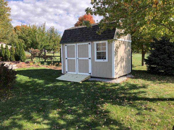 8x12 LGS Painted Clay with White Trim Driftwood Shingles 4x6 Ramp Ken Baxter