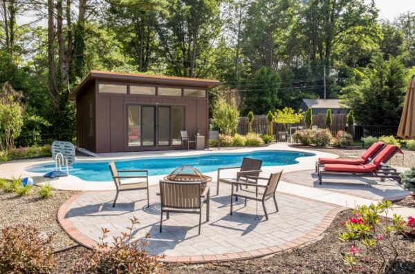 perfect outdoor pool shed