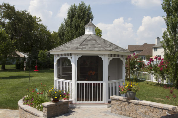 12 Oct Country Style White Vinyl Gazebo Cupola Pinnacle Roof Screens 1