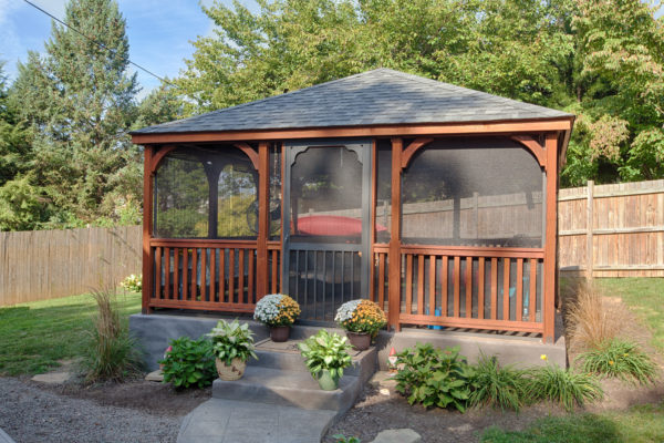 16x16 Rect Dutch Style Wood Gazebo No Top Spindles Screens 2