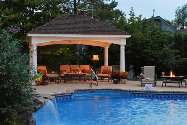 12x16 Hampton Pavilion White Vinyl Asphalt Shingles