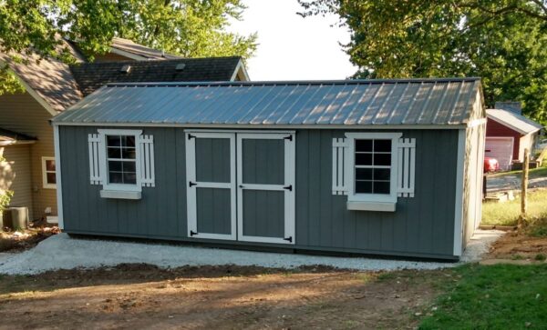 12x24 GS Painted Dark Gray with White trim Burnished Slate Metal White Wood Shutters White Flower Boxes Rob Schulze 2 scaled e1636555867633