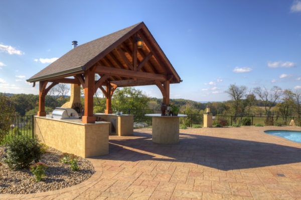12x14 Alpine Cedar Wood Pavilion Canyon Brown Stain Asphalt Shingles 4