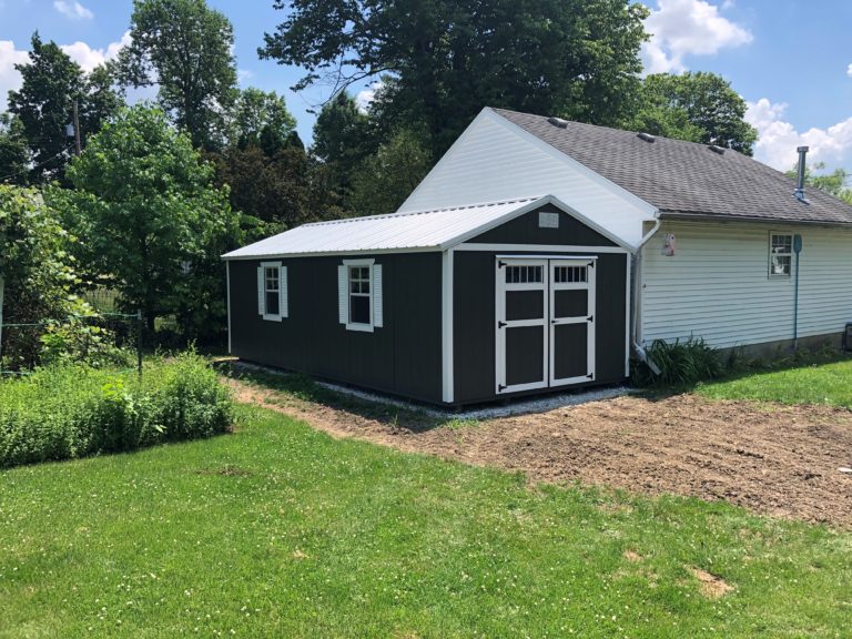 12x24 U Painted Burnished Slate with White trim Brilliant White Metal double door with transom 2x3 windows White Shutters Brian King