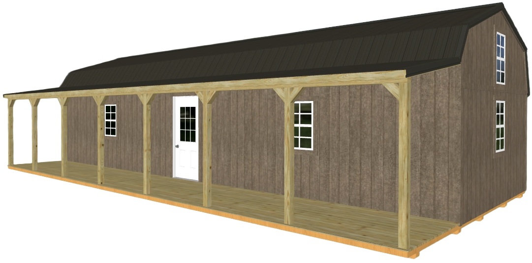 Cutout Lofted Side Porch Cabin