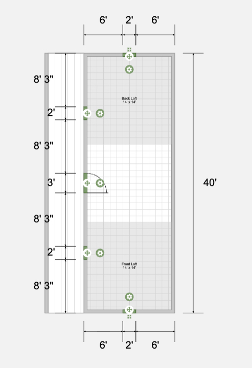 Floorplan Lofted Side Porch Cabin