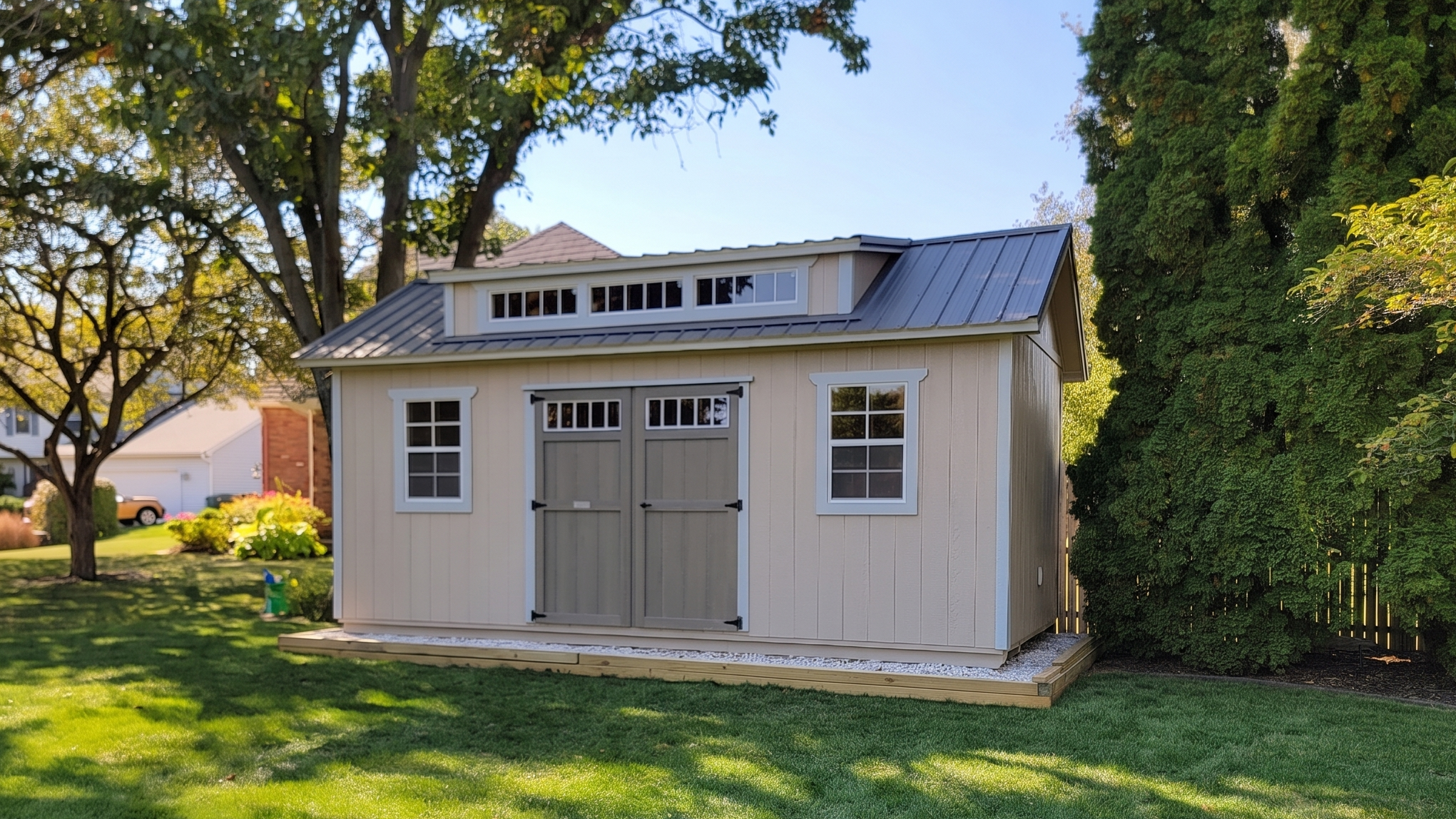 Elite Garden Shed with better lighting and cleaned up yard 1
