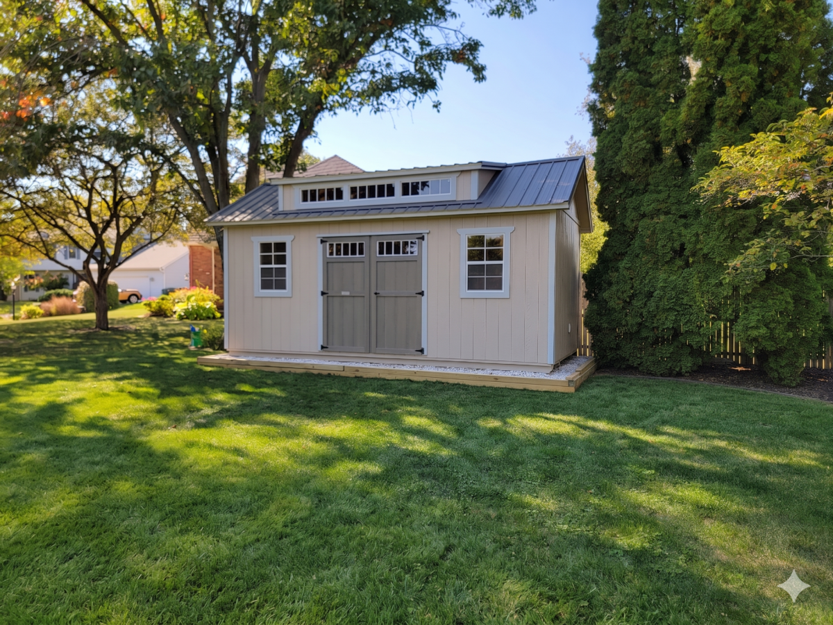 Elite Garden Shed with better lighting and cleaned up yard