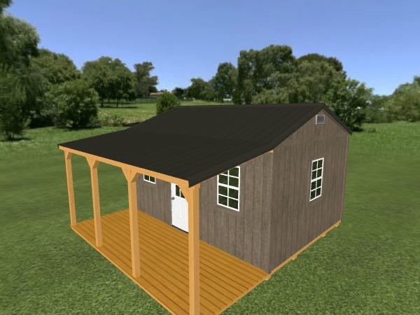 Side Porch Cabin: 12' x 16'